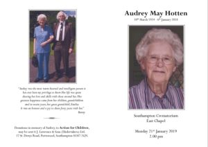 Audrey Hotten Order of Service