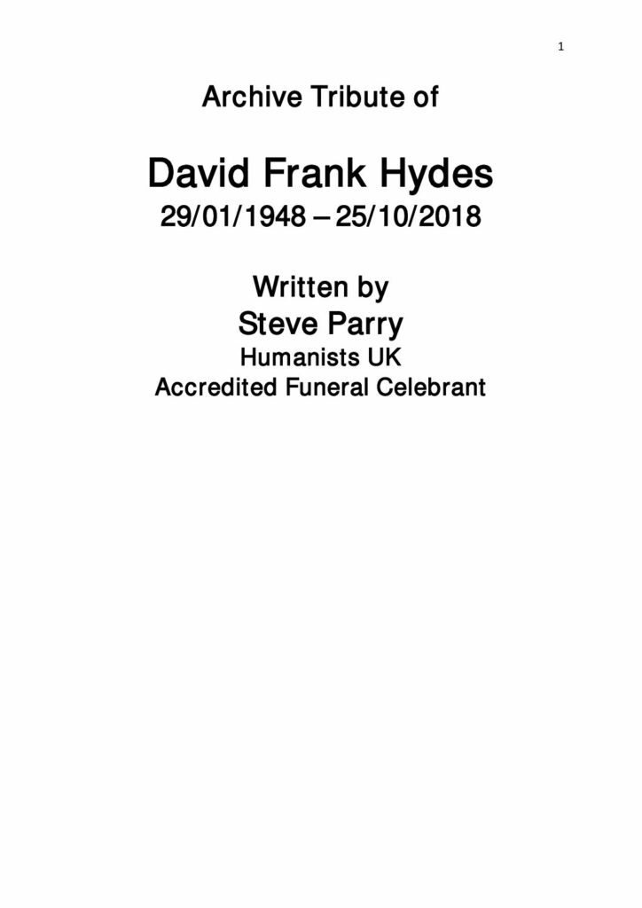 David Hydes Archive Tribute