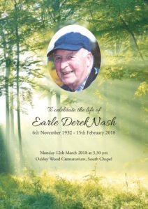 Earle Nash Order of Service
