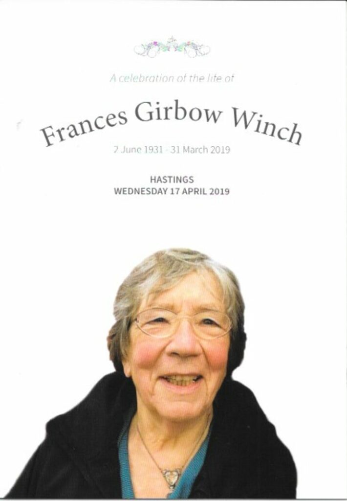 Frances Winch Order of Service