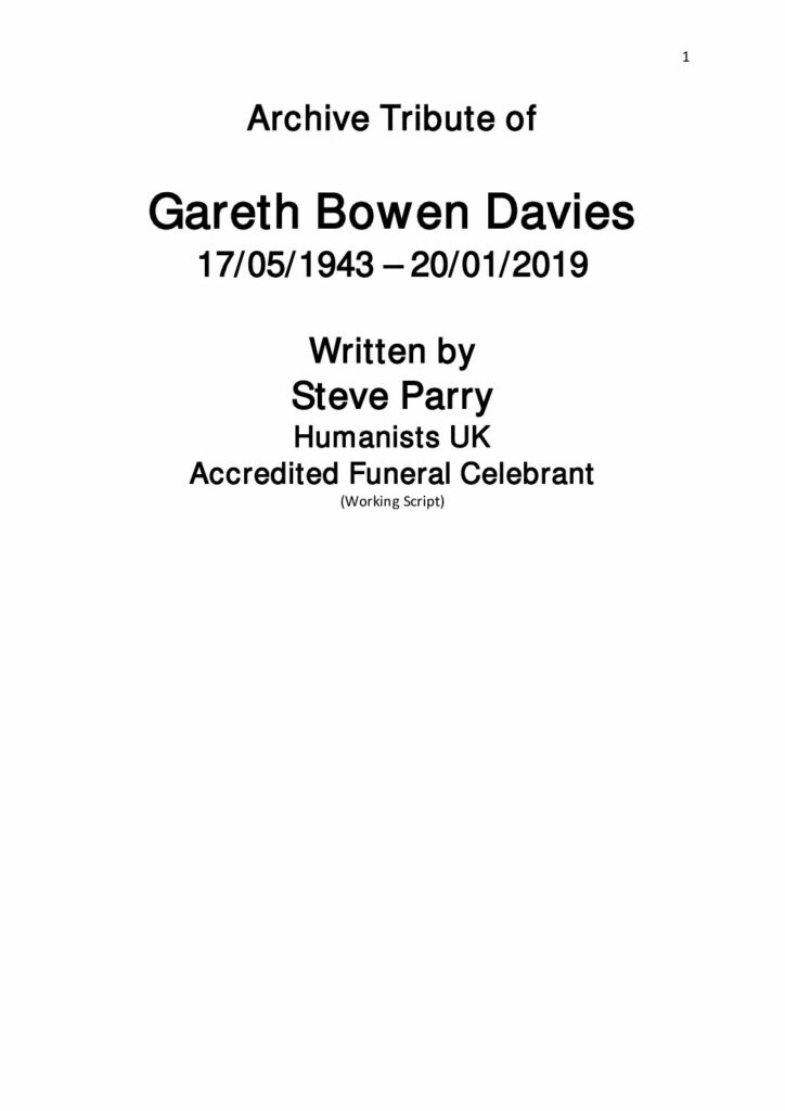 Gareth Davies Archive Tribute
