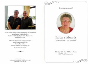 HFTA 203 Barbara Edwards Order of Service