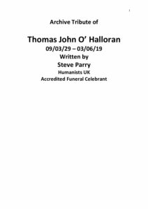 HFTA 212Thomas O Halloran Archive Tribute