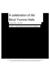 HFTA 213 Beryl Yvonne Halls Tribute Cover