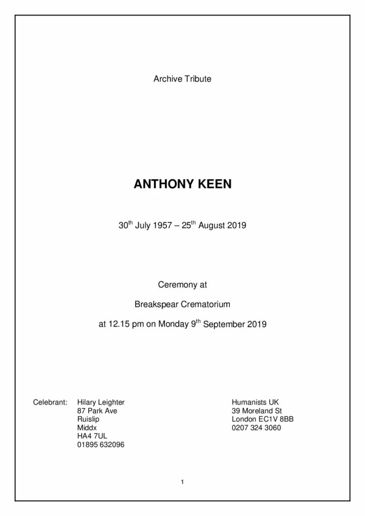 HFTA 223 Anthony Keen Archive Tribute