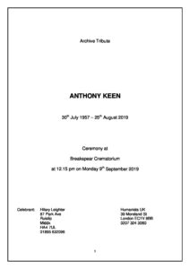 HFTA 223 Anthony Keen Archive Tribute