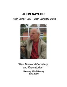 John Naylor Order of service