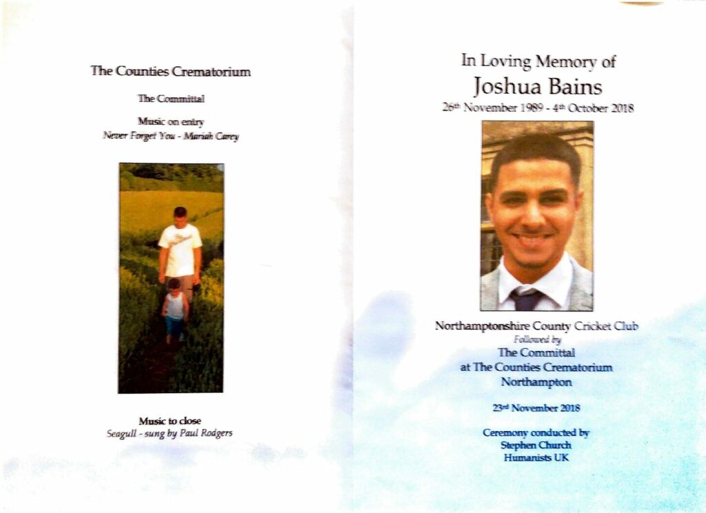 Joshua Bains Order of Service 1
