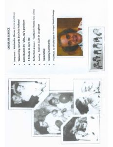 Joyce 'Joy' Parsonson Order of Service (Inside)