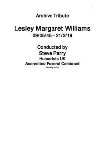Lesley Williams Archive Tribute