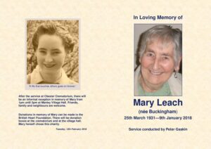 Mary Leach Order of Service