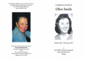 Olive Smith Order of Service