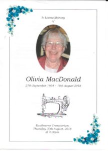 Olivia MacDonald Order of Service