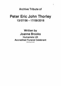 Peter Thorley Archive Tribute