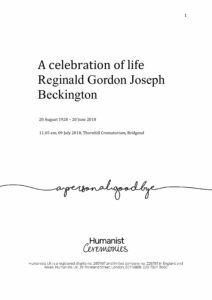 Reginald Beckington Archive Tribute