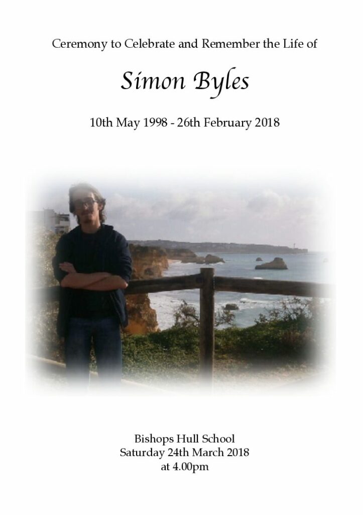 Simon Byles Order of Service