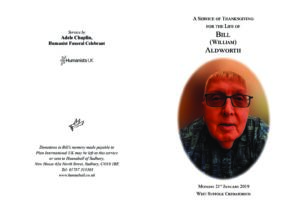 William Aldworth Order of Service
