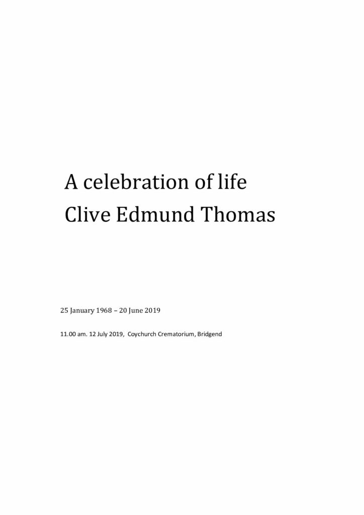 Clive Edmund Thomas Tribute Archive
