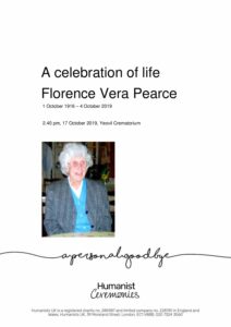 Florence Vera Pearce tribute for Humanist archive