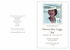 LEGGE Patricia Order of Service