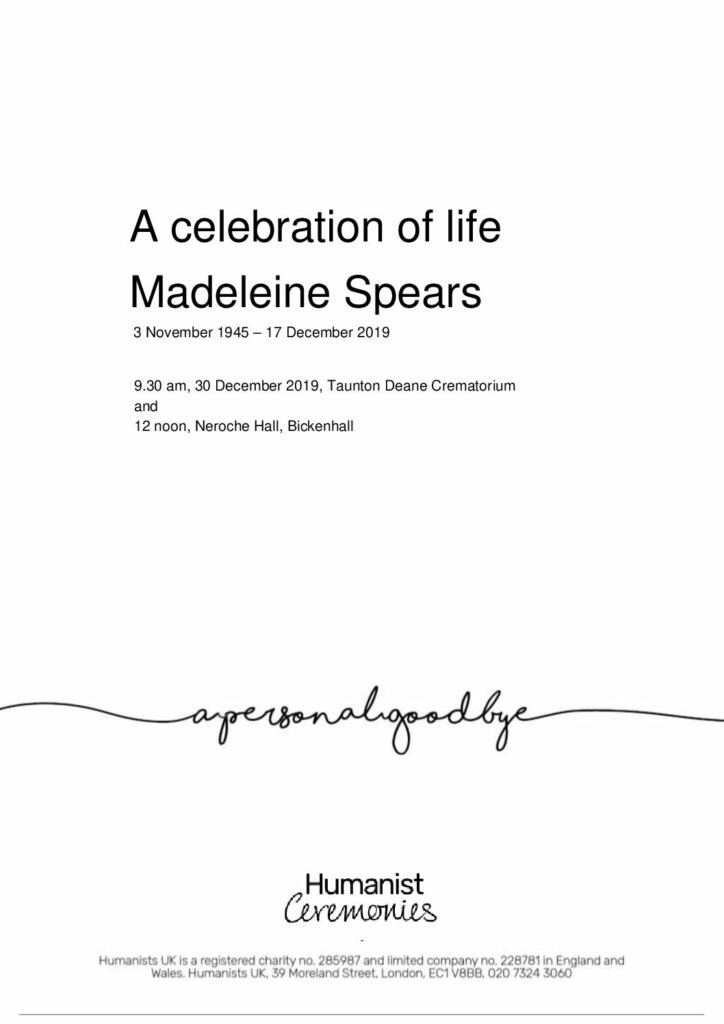 Madeleine Spears tribute for Humanist archive
