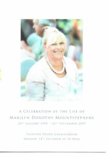Marilyn Dorothy Mountstephens order of service