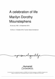 Marilyn Dorothy Mountstephens tribute for Humanist archive
