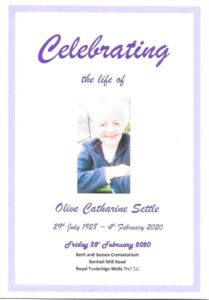 Olive Settle Order of Ceremony