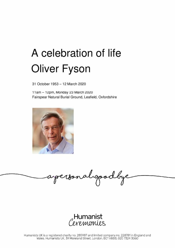 Oliver Fyson Humanists UK archive tribute 24 March 2020
