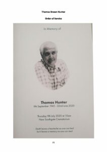 Thomas Brown Hunter Order of Service
