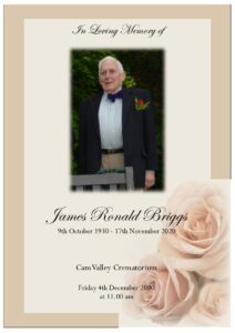 James Ronald Briggs Order of Service