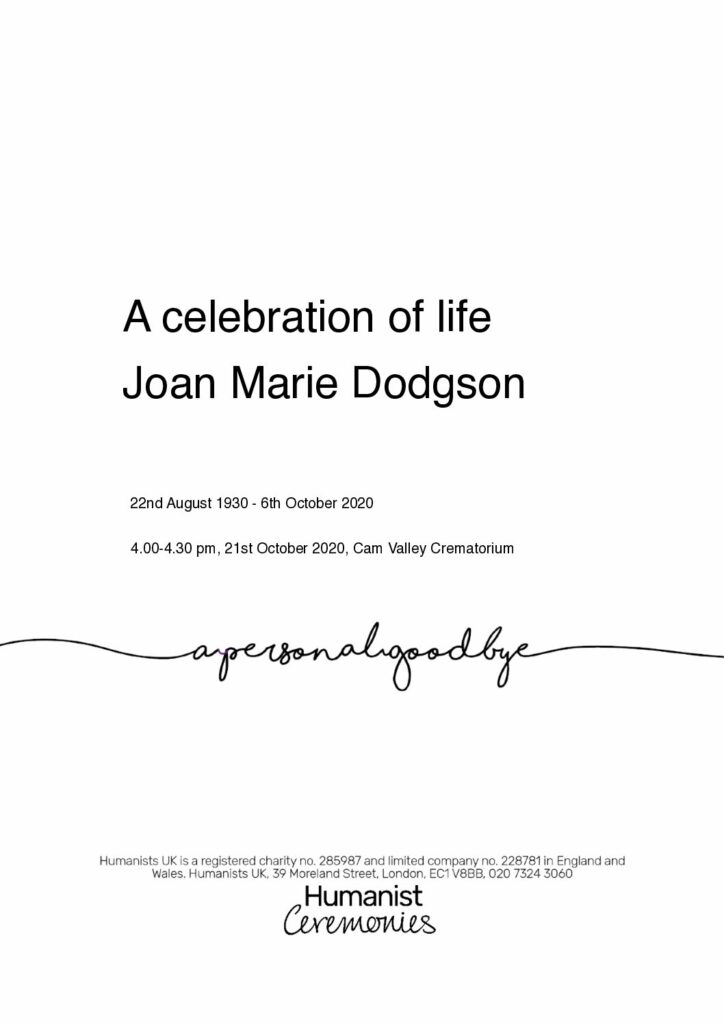 Joan Marie Dodgson Tribute Archive