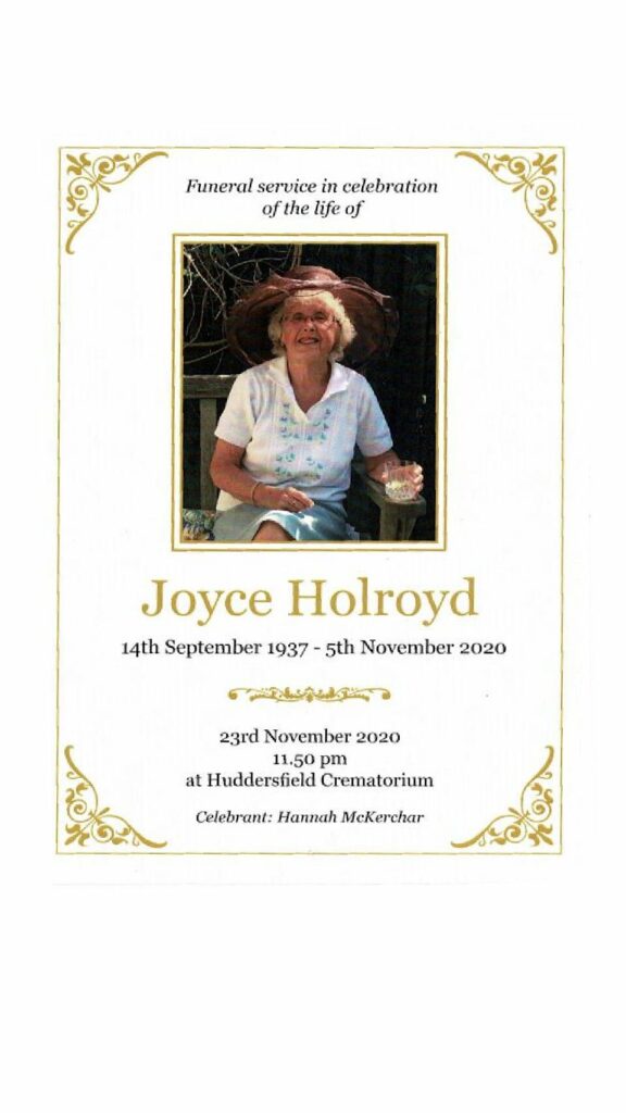 Joyce Holroyd Order of Service