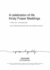 Kirsty Fraser Meddings Tribute Archive