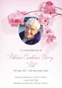 Pat Berry Order of Service