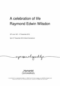Raymond Edwin Wilsdon Tribute Archive