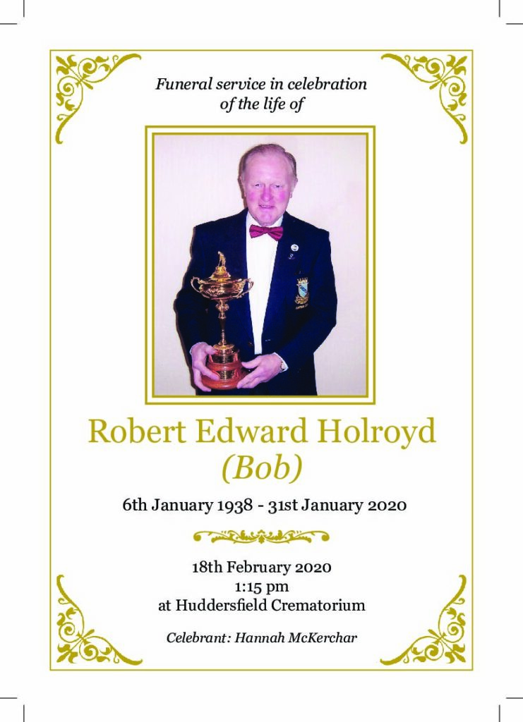 Robert Edward Holroyd Order of Service