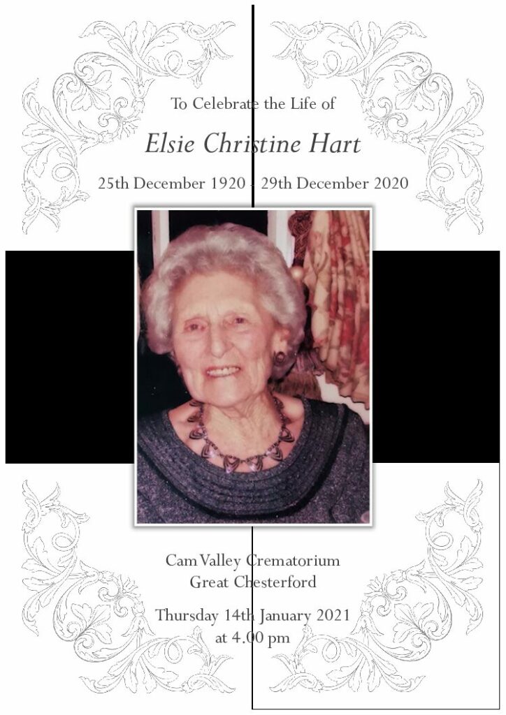 Elsie Christine Hart Order of Service