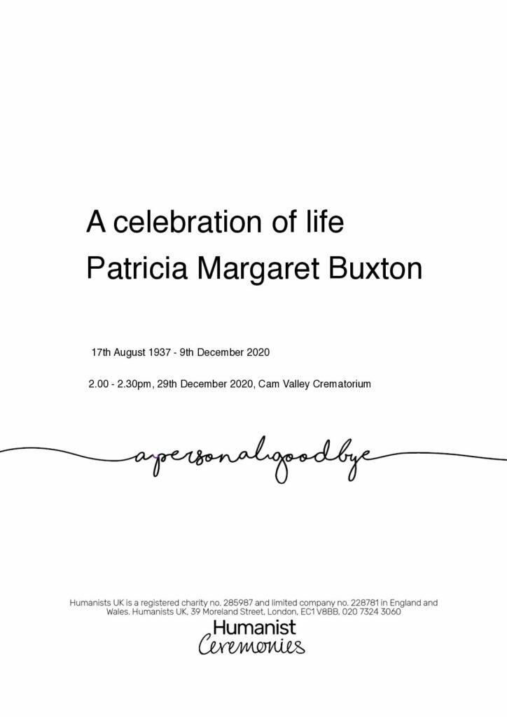 Patricia Margaret Buxton Tribute Archive