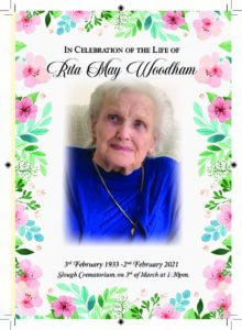 Rita May Woodham Order of Ceremony