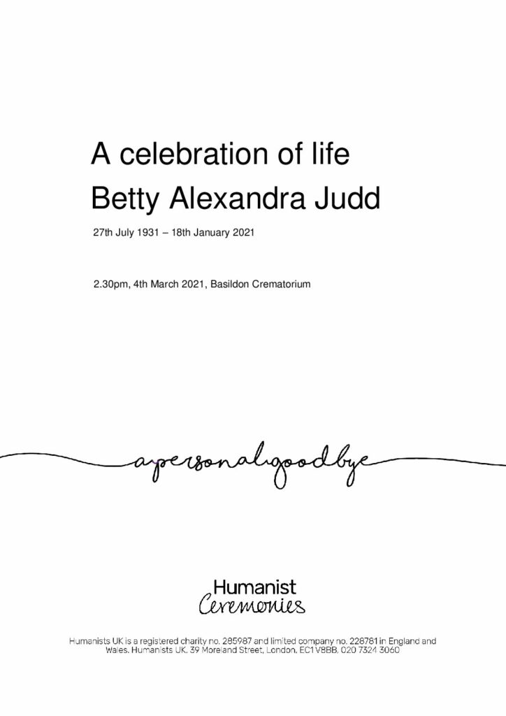 Betty Alexandra Judd Tribute Archive