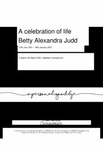 Betty Alexandra Judd Tribute Archive