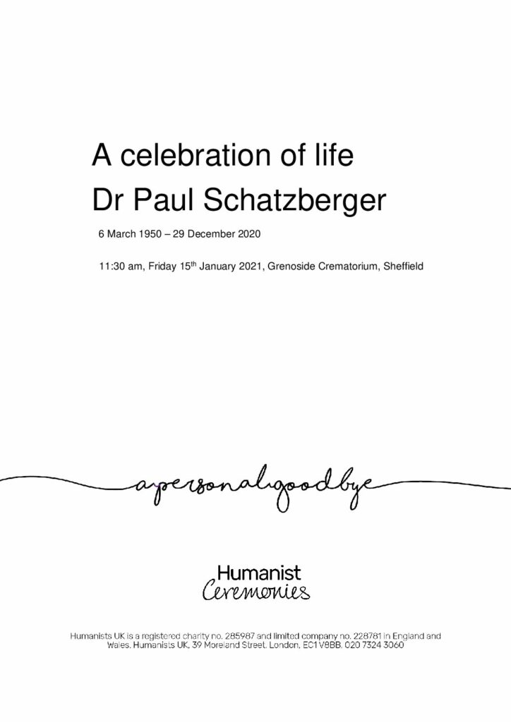Dr Paul Schatzberger Tribute Archive