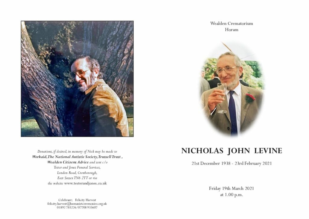 Nicholas John Levine Order of Ceremony
