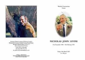 Nicholas John Levine Order of Ceremony