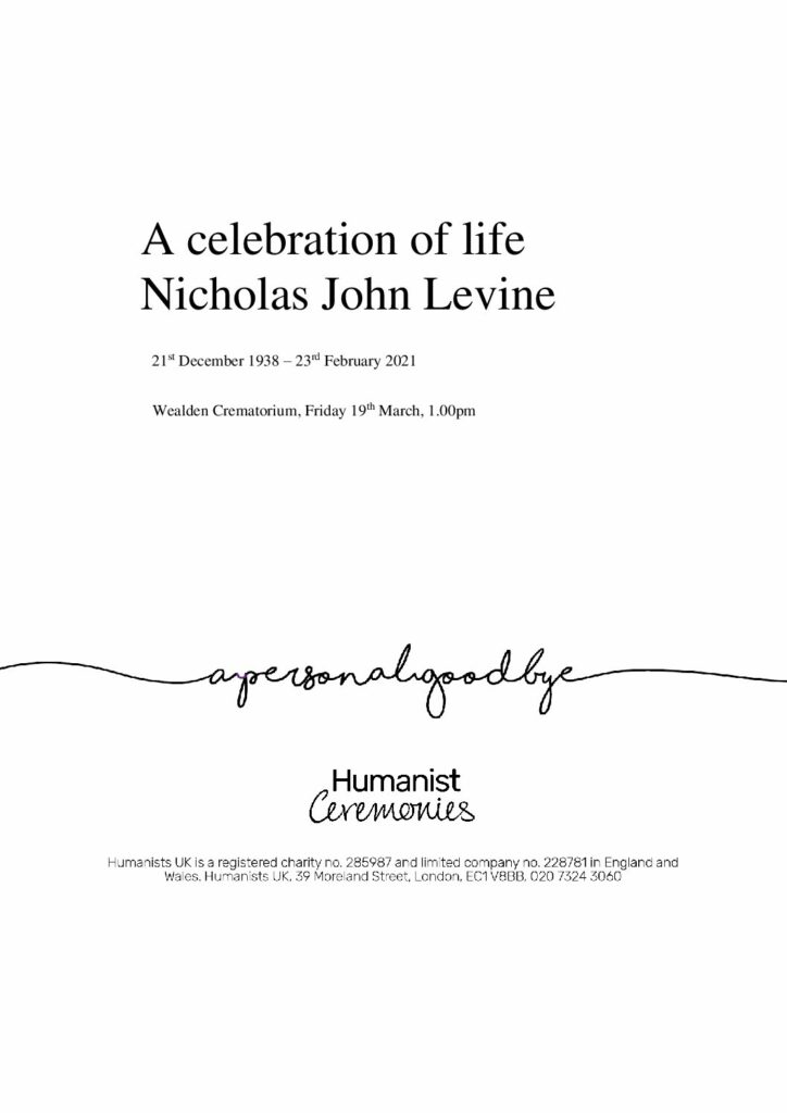 Nicholas John Levine Tribute Archive