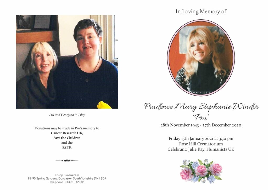 Prudence Mary Stephanie Winder Order of Service