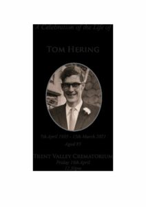 Thomas Frederick Hering Order of Service
