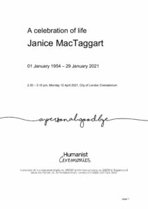 Janice MacTaggart Tribute Archive