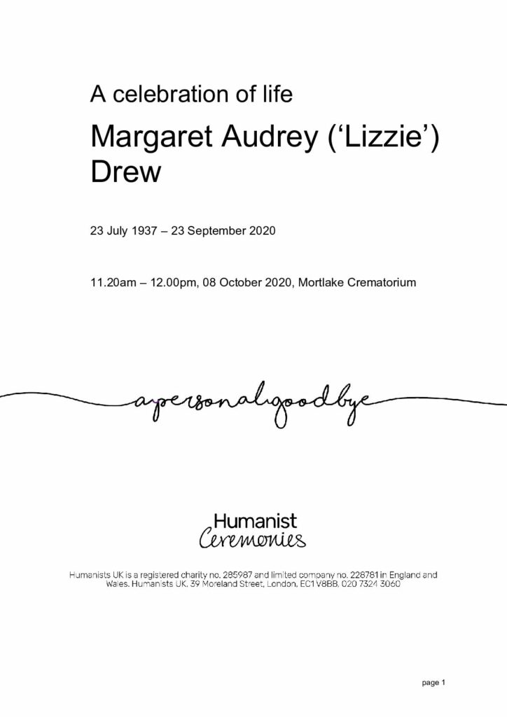 Margaret (Lizzie) Drew Tribute Archive